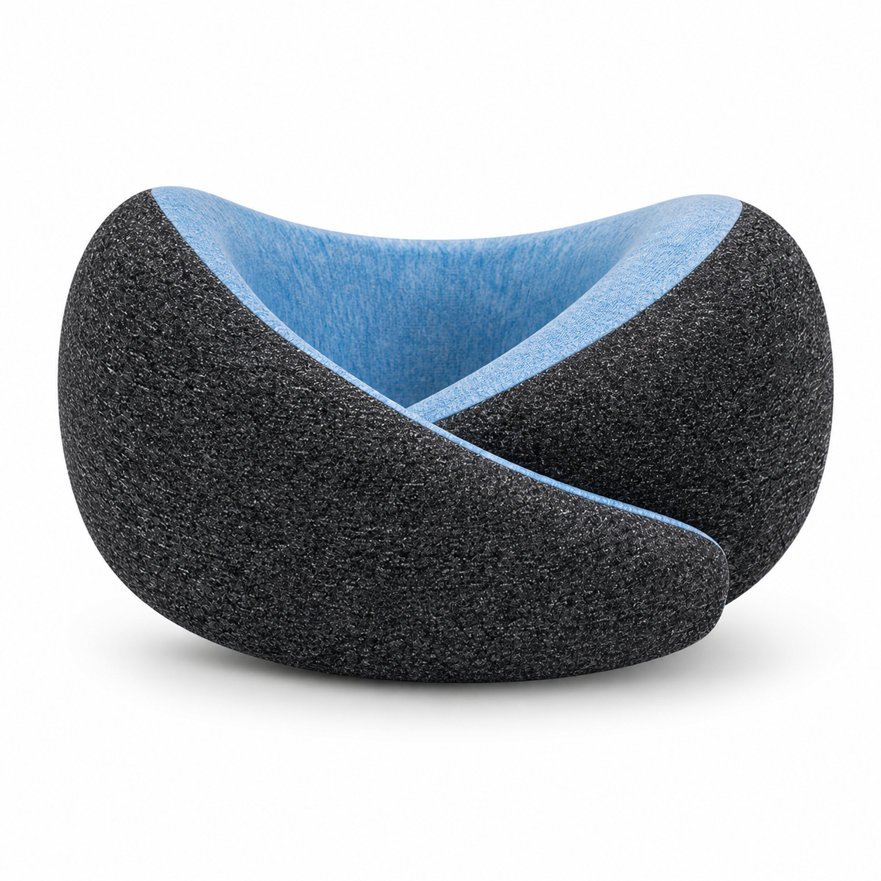 Dormio Cocoon Wrap-Nackenkissen in Dunkelgrau mit hellblauer Innenseite